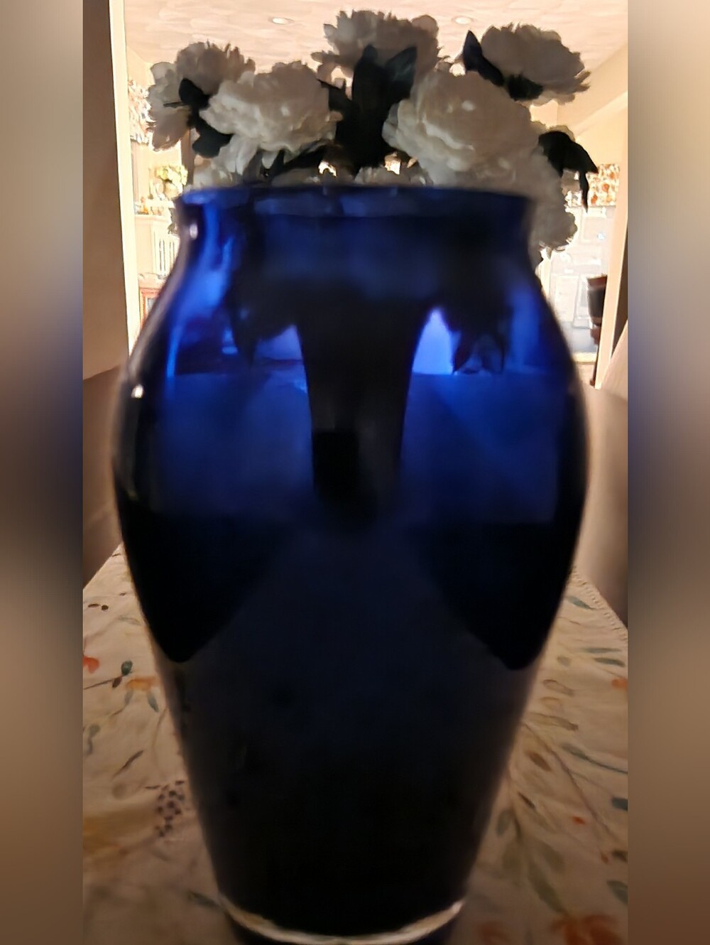 10" Cobalt Blue Glass Vase With Clear Bottom